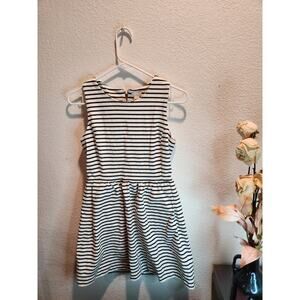 J.Crew Black & White Striped Sleeveless‎ Fit & Flare Dress Petite Small blend